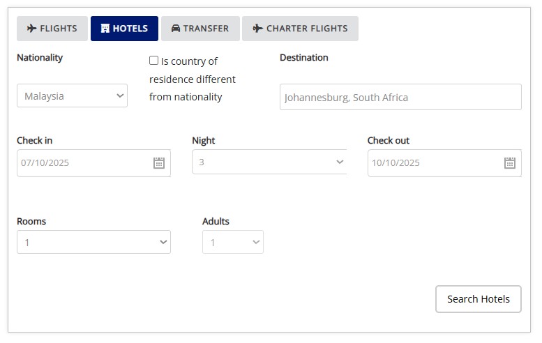 Hotel Search Form